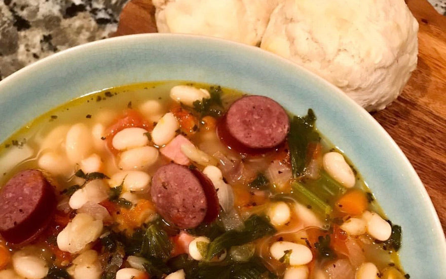 White Bean Soup with Antelope Sausage
